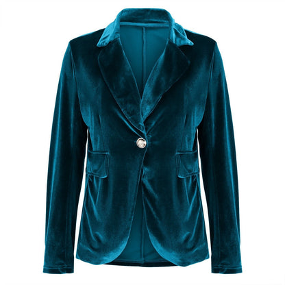 Beatrice | Women's Velvet Fitted Notched Lapel Single-Button Blazer