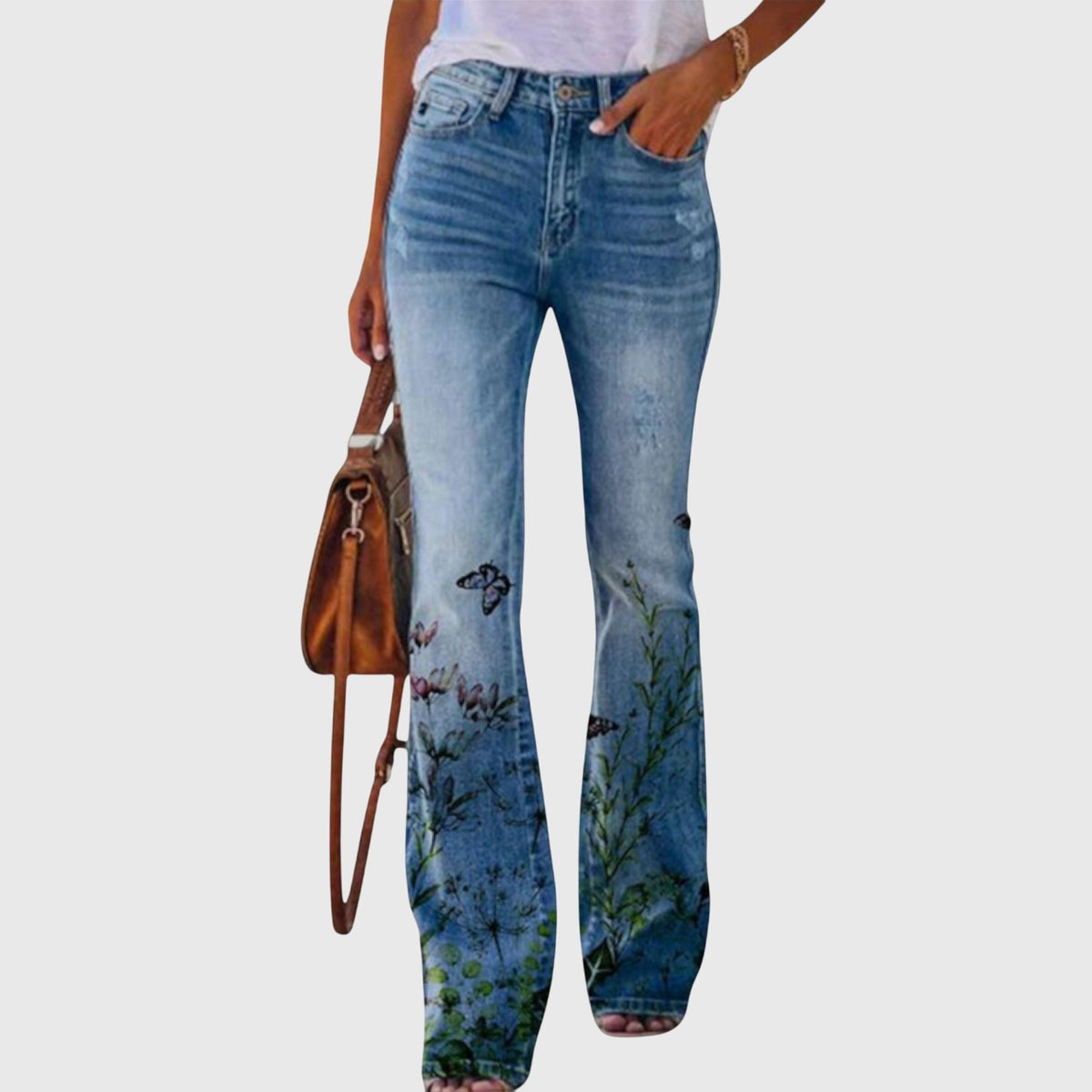 Marielle | Women's High Waisted Floral Bootcut Trousers