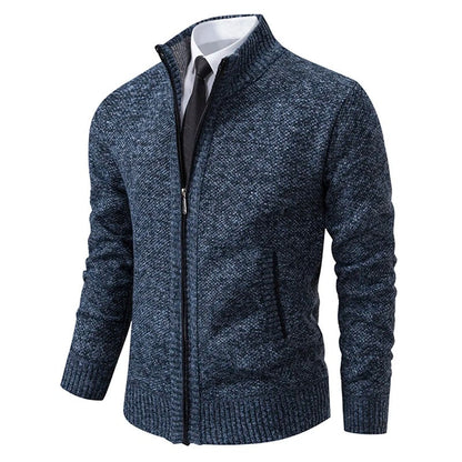 Anders | Men's Full-Zip Mock Neck Textured Knit Cardigan Sweater