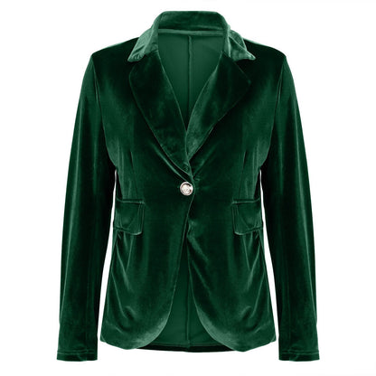 Beatrice | Women's Velvet Fitted Notched Lapel Single-Button Blazer