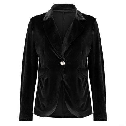 Beatrice | Women's Velvet Fitted Notched Lapel Single-Button Blazer