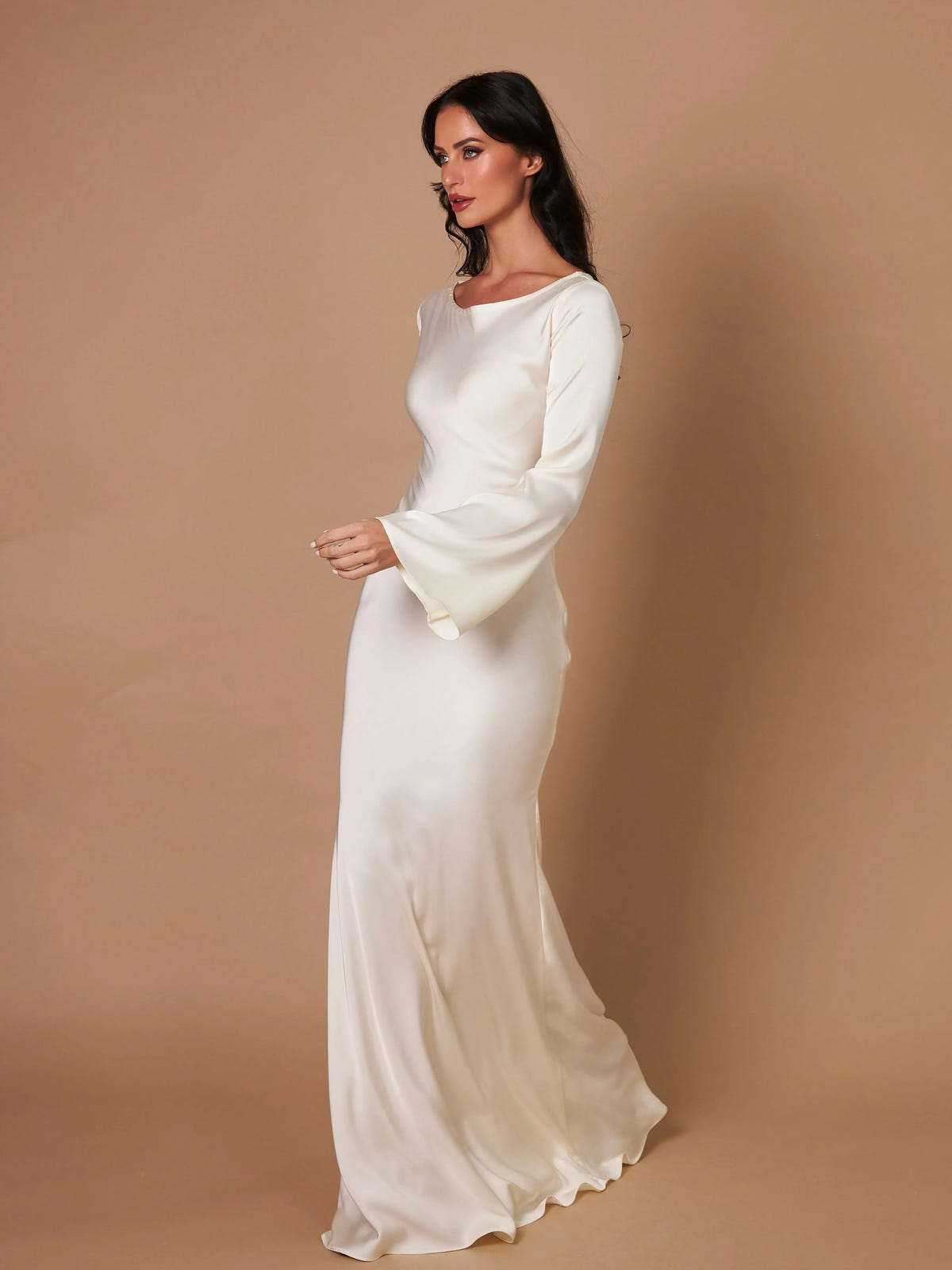 Lucienne | Women's Long Sleeve Scoop Neck Formal Maxi Dress