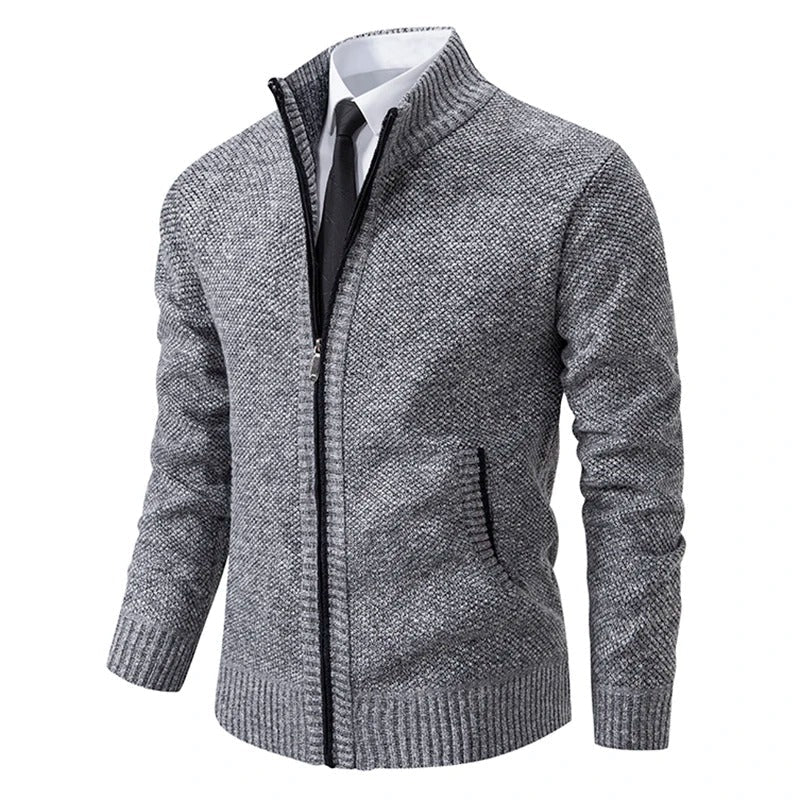 Anders | Men's Full-Zip Mock Neck Textured Knit Cardigan Sweater