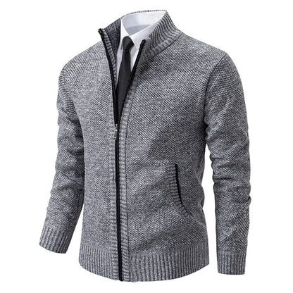 Anders | Men's Full-Zip Mock Neck Textured Knit Cardigan Sweater