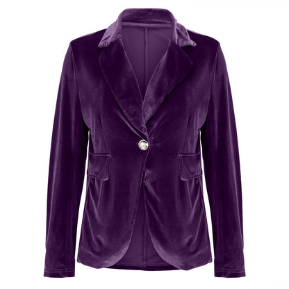 Beatrice | Women's Velvet Fitted Notched Lapel Single-Button Blazer