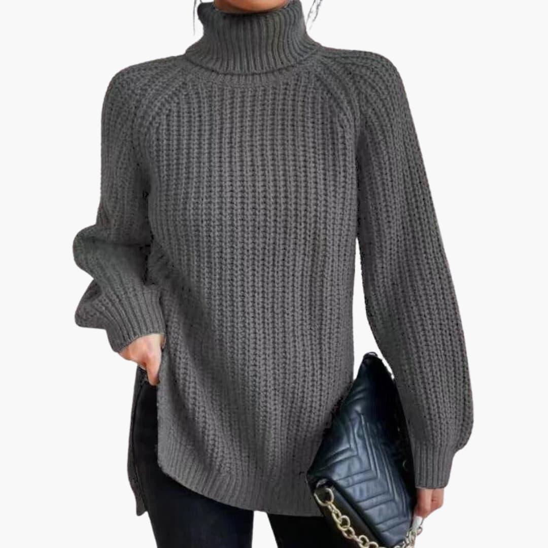 Jessamine | Women's Oversized Long Sleeve Turtleneck Chunky Knit Pullover Sweater