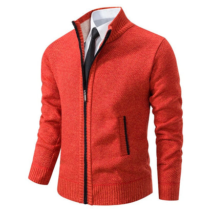 Anders | Men's Full-Zip Mock Neck Textured Knit Cardigan Sweater