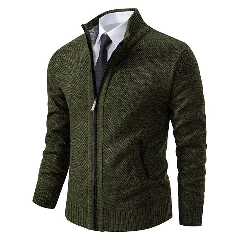 Anders | Men's Full-Zip Mock Neck Textured Knit Cardigan Sweater