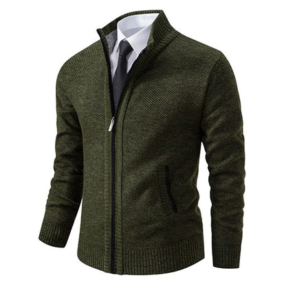 Anders | Men's Full-Zip Mock Neck Textured Knit Cardigan Sweater