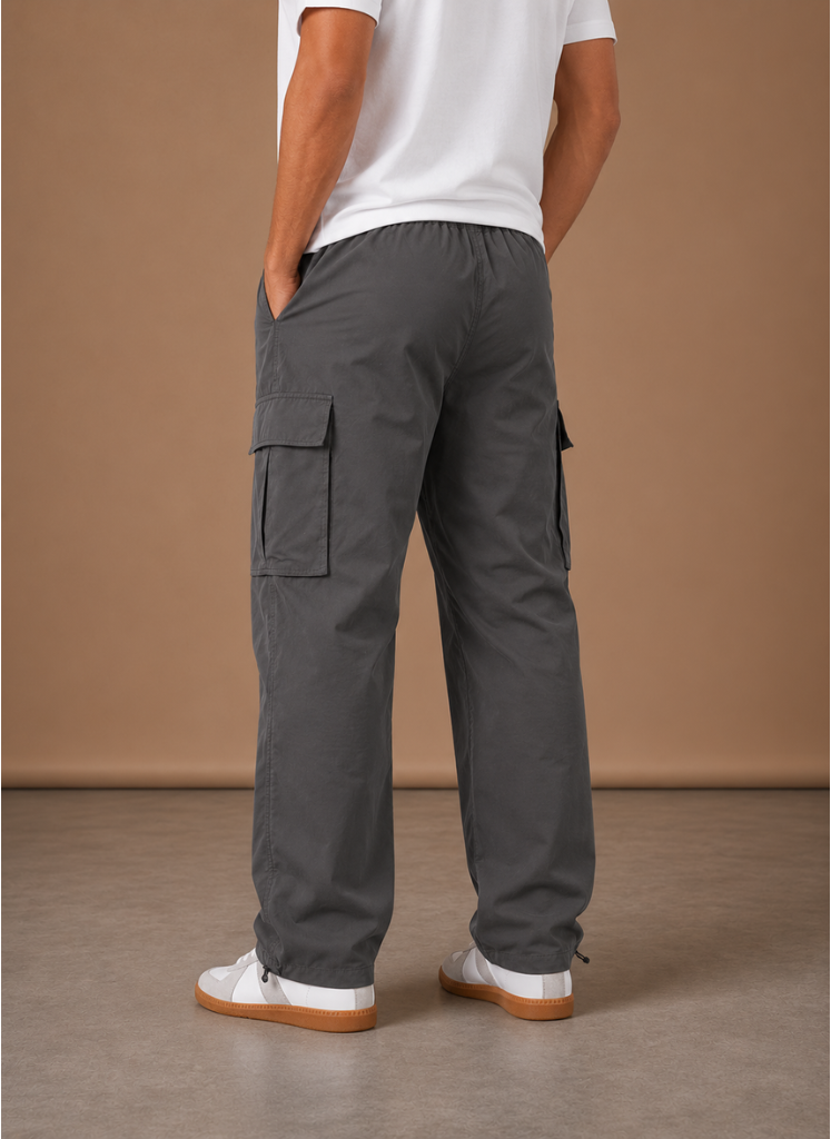 Halric | Men's Relaxed Fit Straight-Leg Drawstring Cargo Trousers