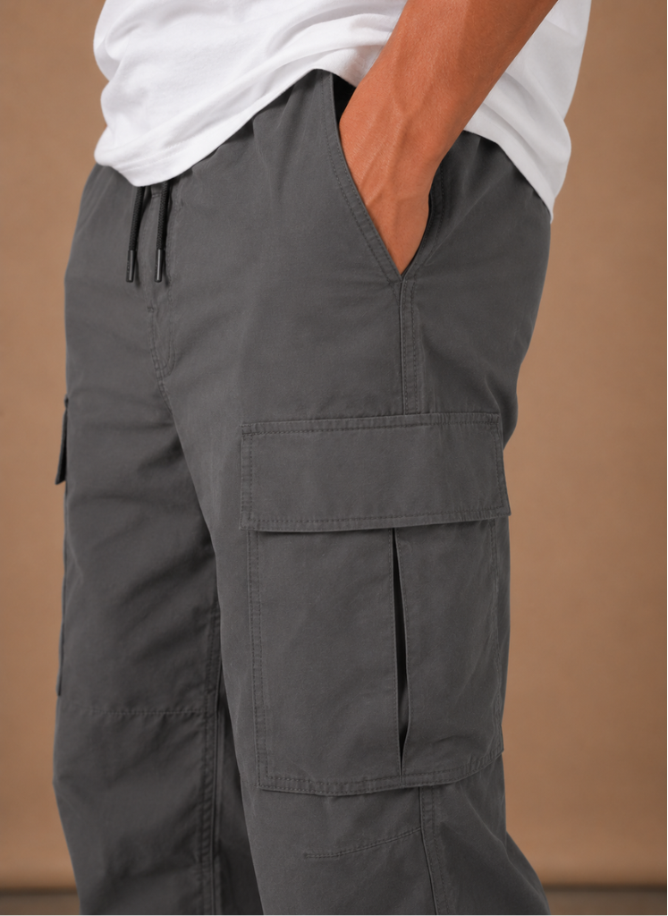 Halric | Men's Relaxed Fit Straight-Leg Drawstring Cargo Trousers