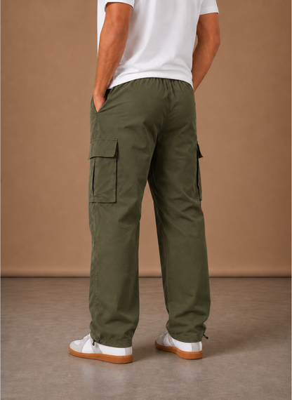 Halric | Men's Relaxed Fit Straight-Leg Drawstring Cargo Trousers