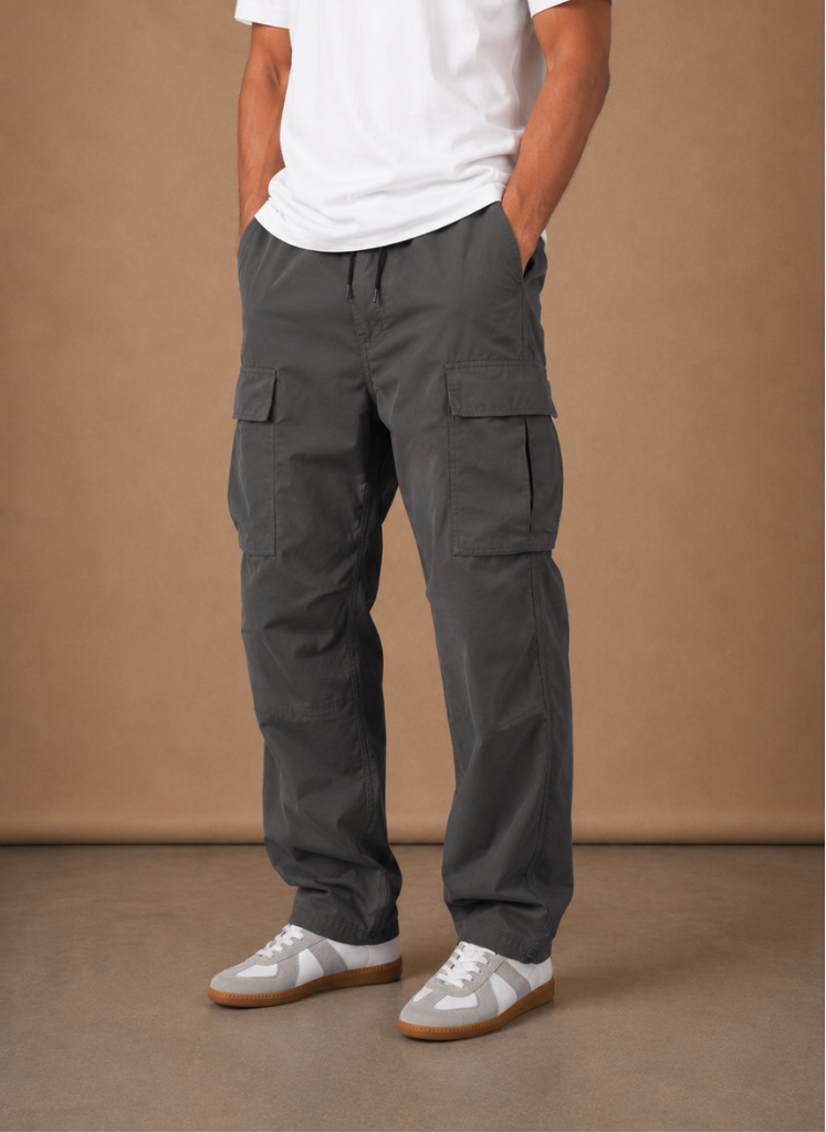 Halric | Men's Relaxed Fit Straight-Leg Drawstring Cargo Trousers