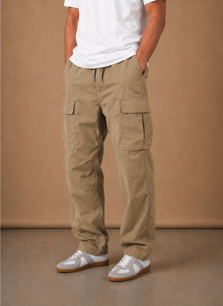 Halric | Men's Relaxed Fit Straight-Leg Drawstring Cargo Trousers