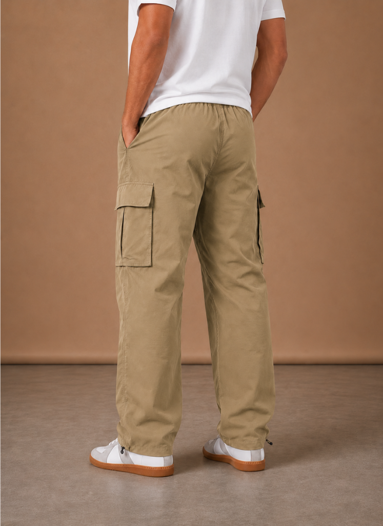 Halric | Men's Relaxed Fit Straight-Leg Drawstring Cargo Trousers