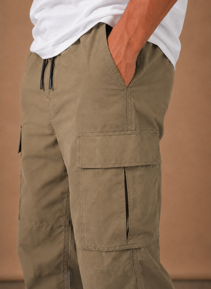 Halric | Men's Relaxed Fit Straight-Leg Drawstring Cargo Trousers