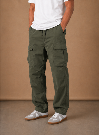 Halric | Men's Relaxed Fit Straight-Leg Drawstring Cargo Trousers