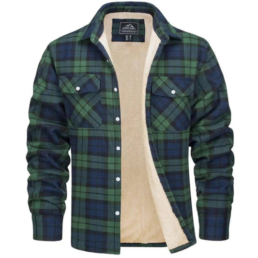 Bowen | Men's Plaid Sherpa Lined Long Sleeve Shirt Jacket
