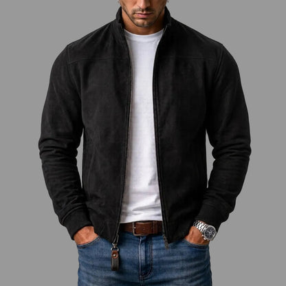 Byron | Men's Casual Stand Collar Zip-Up Suede Bomber Jacket
