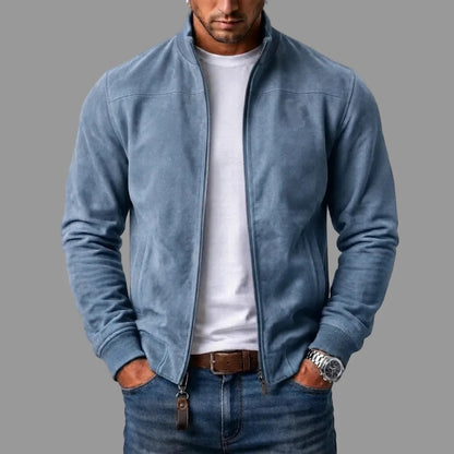 Byron | Men's Casual Stand Collar Zip-Up Suede Bomber Jacket