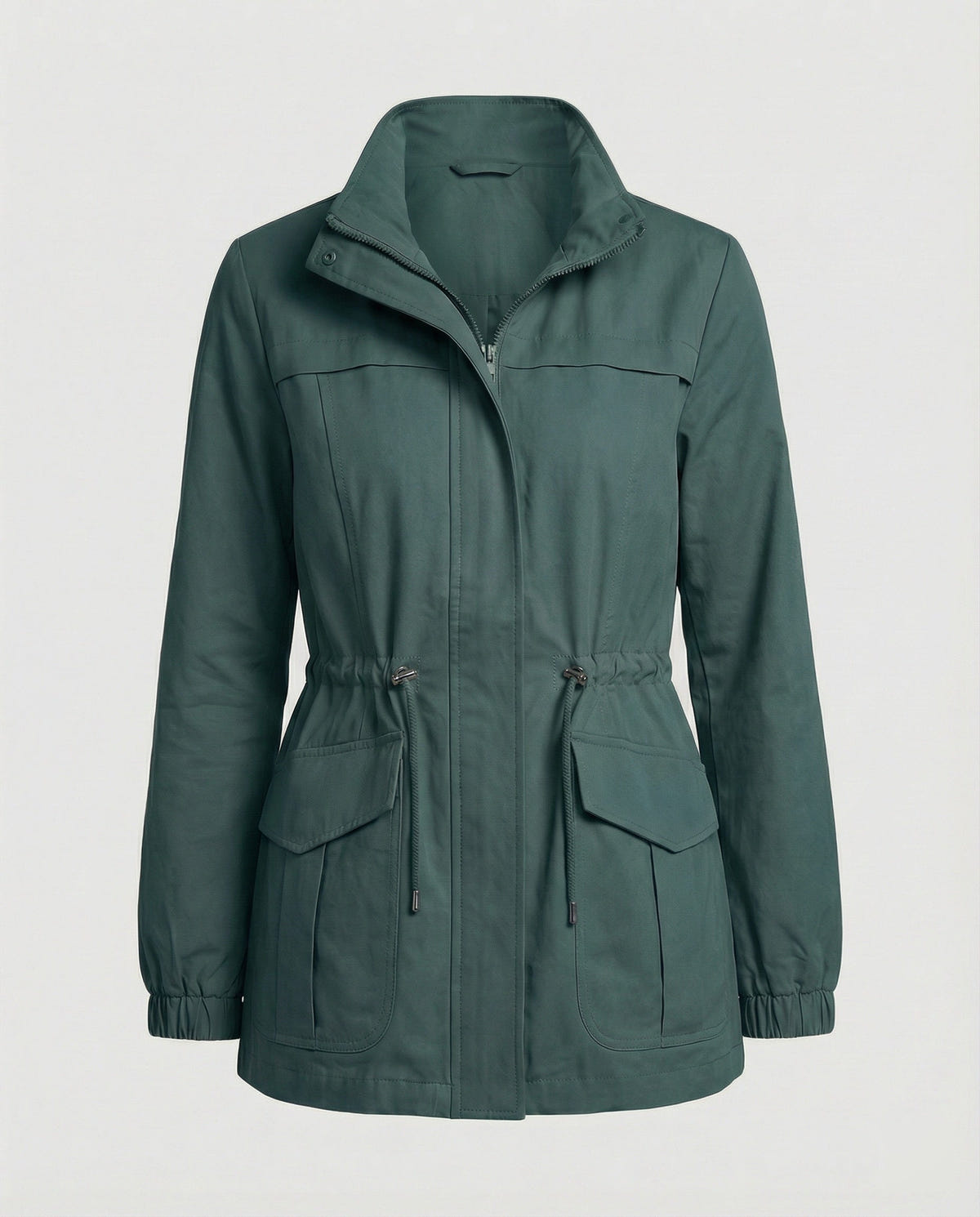Leona | Women's Casual Drawstring Waist Zip-Up Utility Jacket