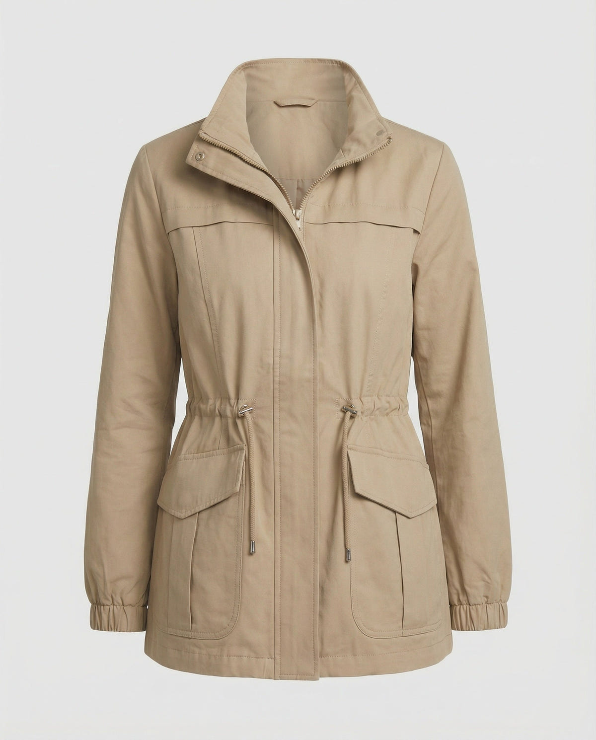 Leona | Women's Casual Drawstring Waist Zip-Up Utility Jacket
