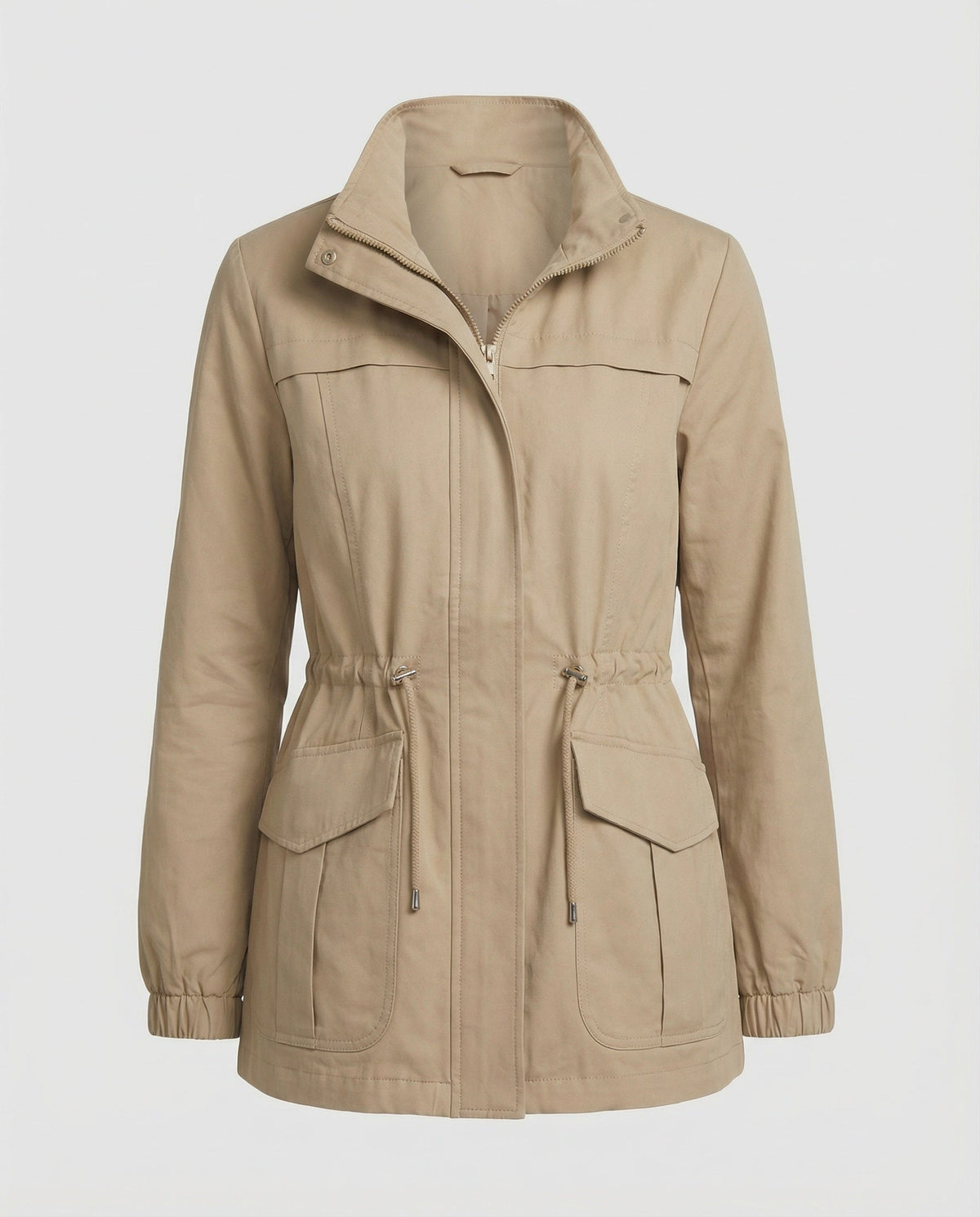Leona | Women's Casual Drawstring Waist Zip-Up Utility Jacket