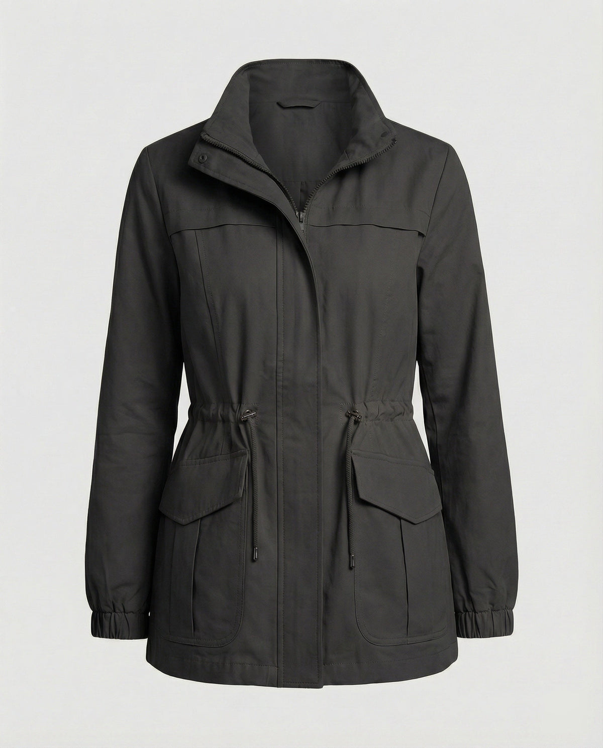 Leona | Women's Casual Drawstring Waist Zip-Up Utility Jacket