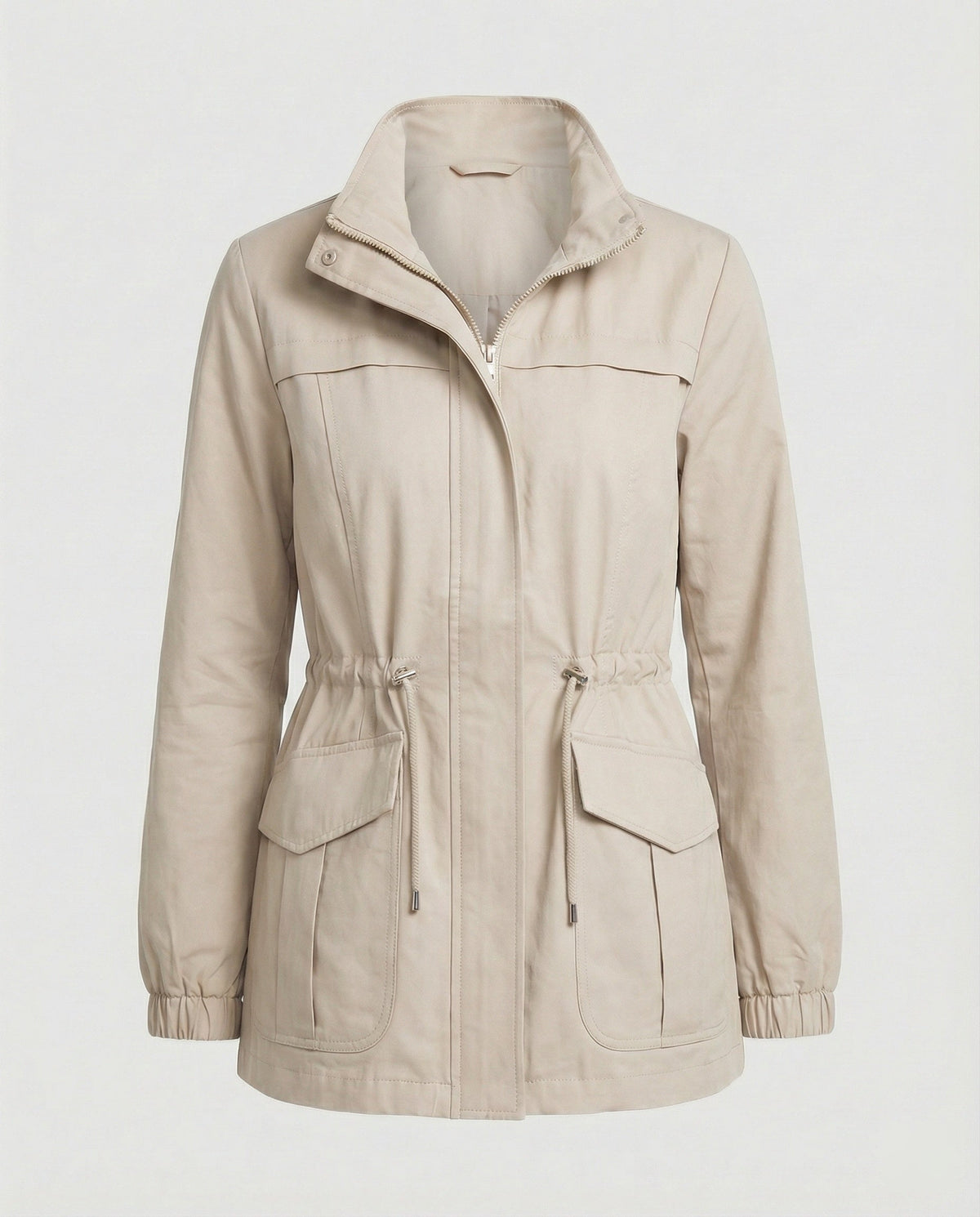 Leona | Women's Casual Drawstring Waist Zip-Up Utility Jacket