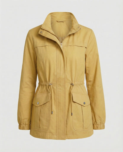 Leona | Women's Casual Drawstring Waist Zip-Up Utility Jacket