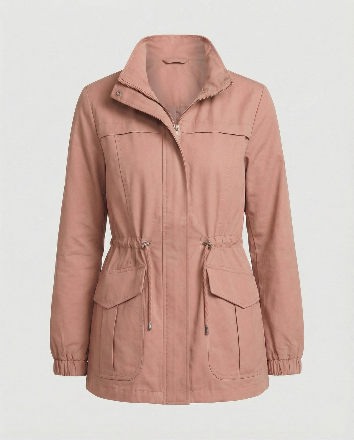 Leona | Women's Casual Drawstring Waist Zip-Up Utility Jacket