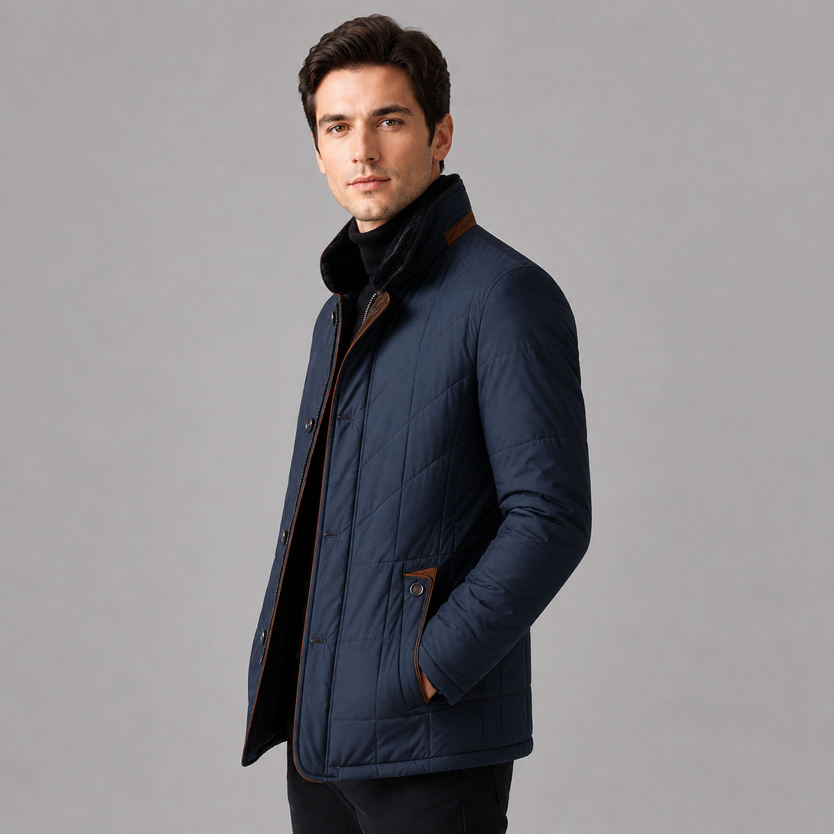 Carson | Men's Stand Collar Zip Up Quilted Winter Jacket