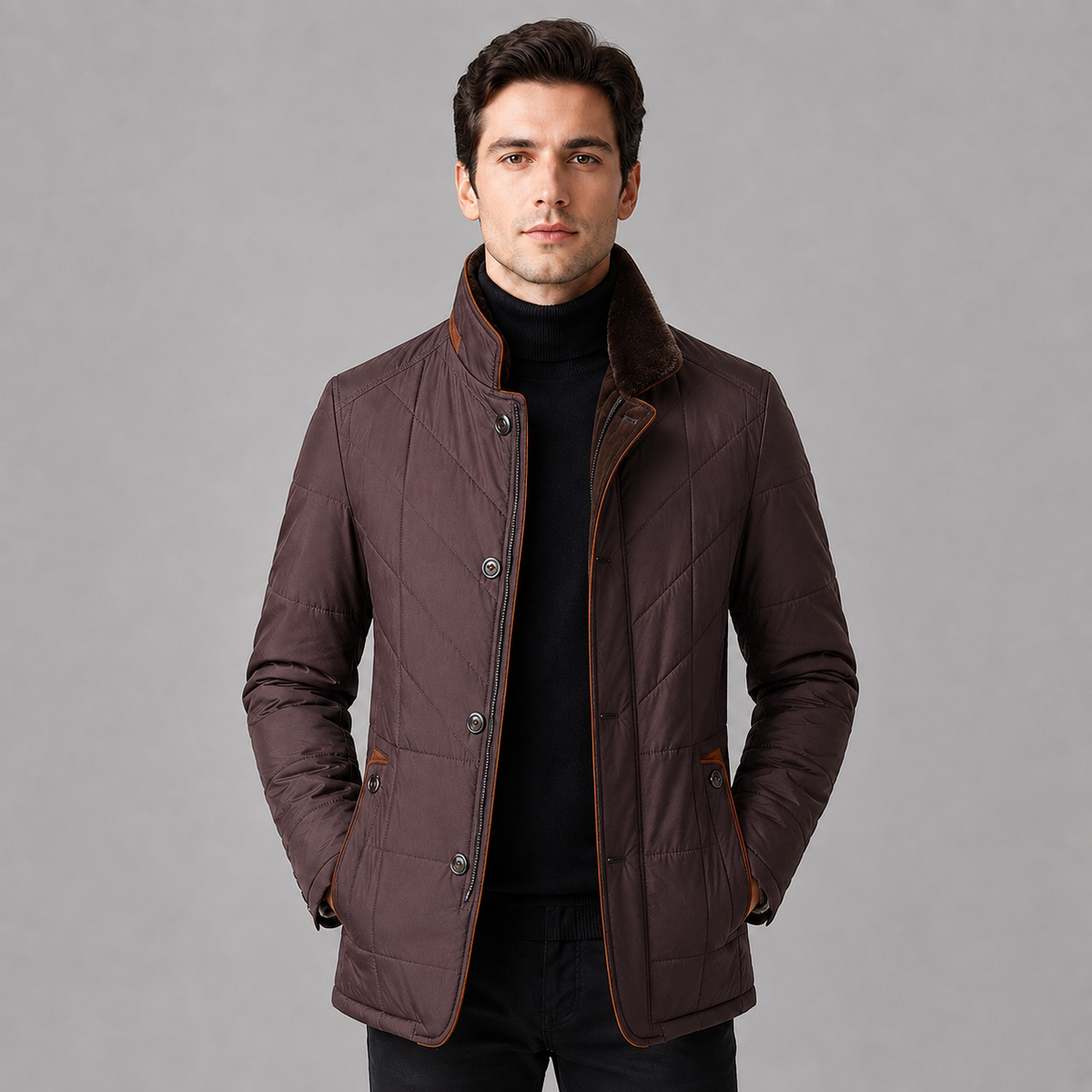 Carson | Men's Stand Collar Zip Up Quilted Winter Jacket