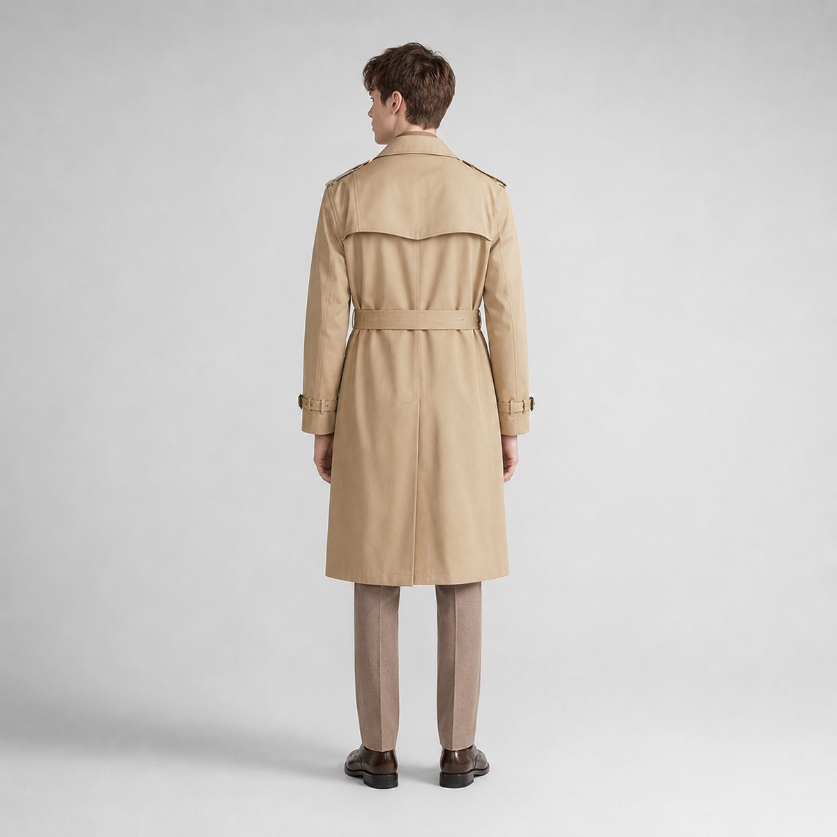 August | Men's Classic Double-Breasted Belted Long Trench Coat
