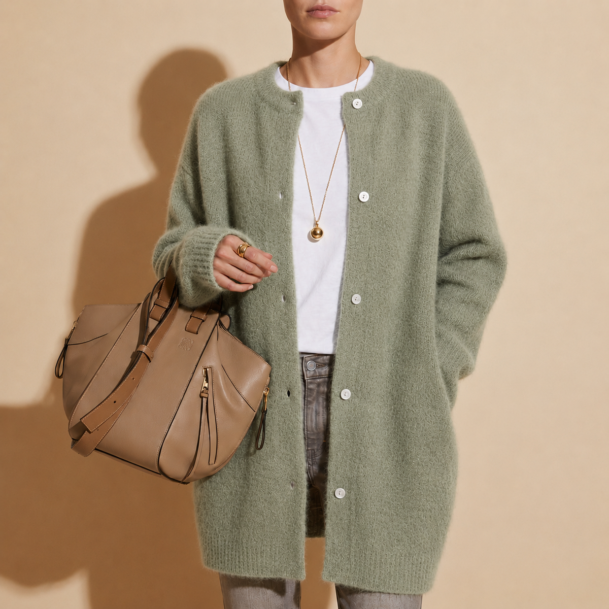 Bernadette | Women's Long Button Up Wool Blend Oversized Cardigan Sweater