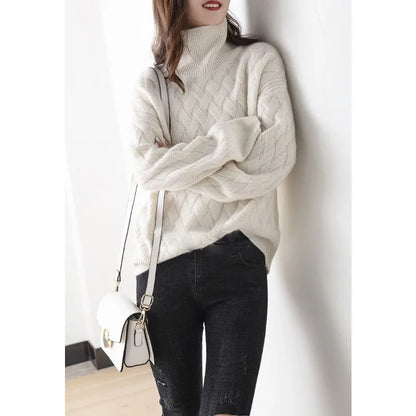 Betty | Women's Oversized Chunky Knit Pullover Turtleneck Sweater