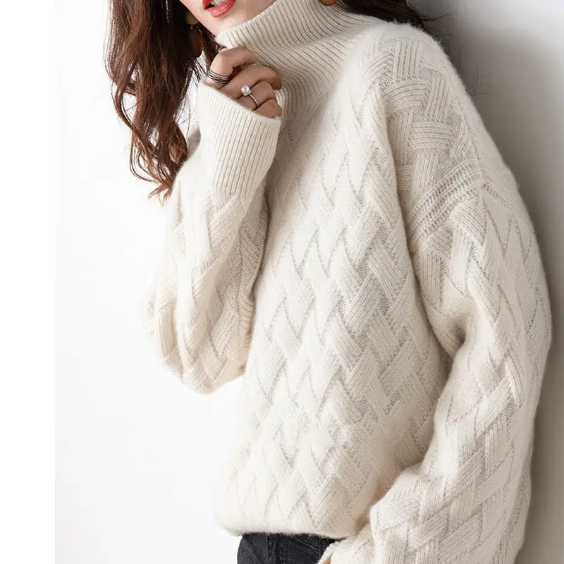 Betty | Women's Oversized Chunky Knit Pullover Turtleneck Sweater
