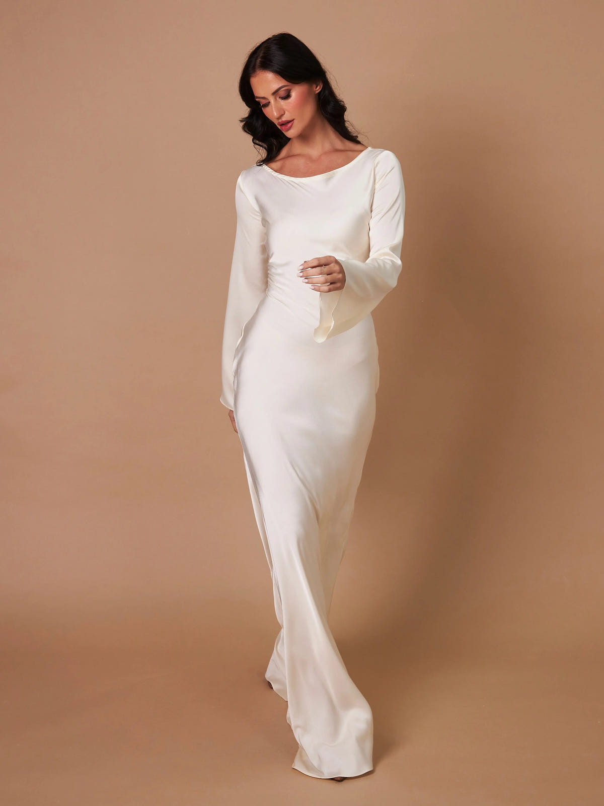Lucienne | Women's Long Sleeve Scoop Neck Formal Maxi Dress