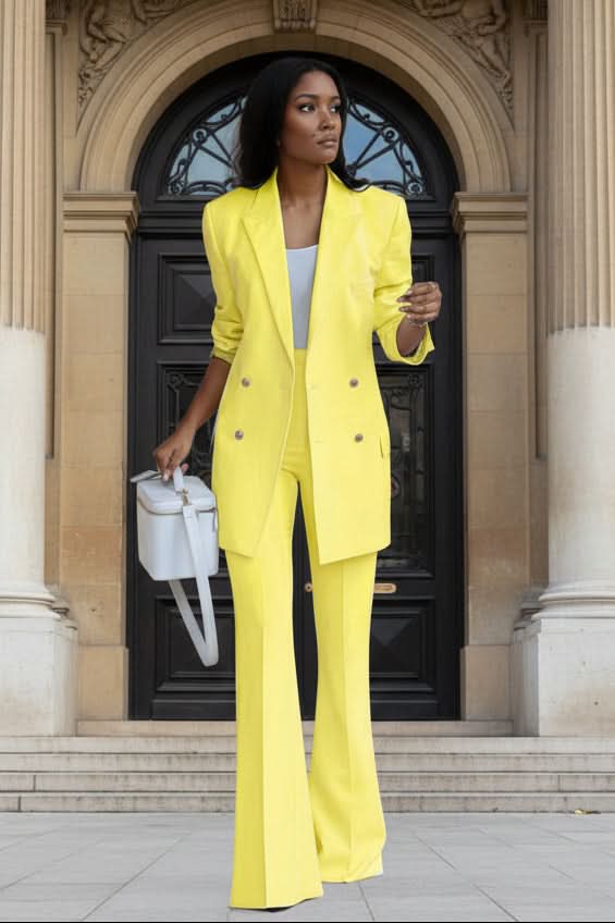 Nerissa | Women's Two-Piece Double-Breasted Longline Blazer Suit Set