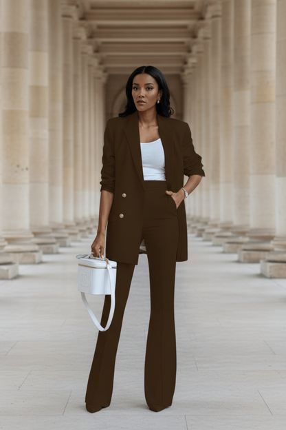 Nerissa | Women's Two-Piece Double-Breasted Longline Blazer Suit Set