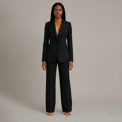 Ella | Women's Tailored Two-Piece Wide Leg Formal Suit Set