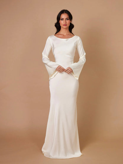 Lucienne | Women's Long Sleeve Scoop Neck Formal Maxi Dress