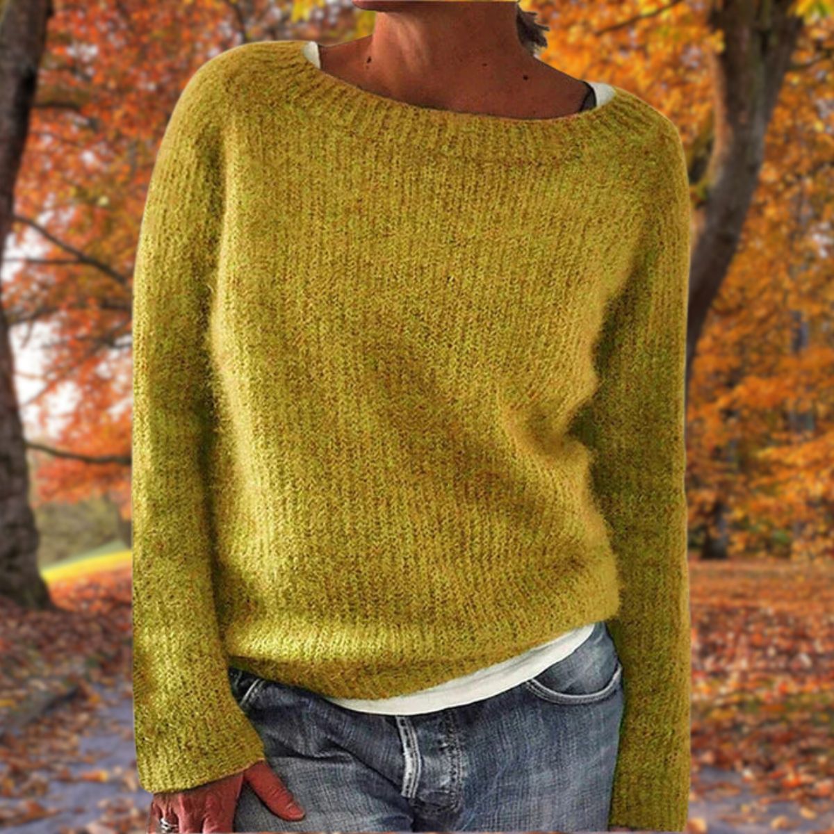 Hanna | Women's Boat Neck Long Sleeve Relaxed Fit Knit Pullover Sweater