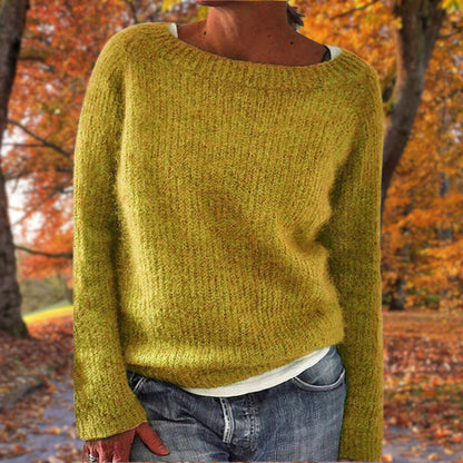 Hanna | Women's Boat Neck Long Sleeve Relaxed Fit Knit Pullover Sweater