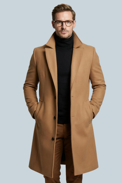 Cooper | Men's Longline Single Breasted Notch Lapel Tailored Winter Coat