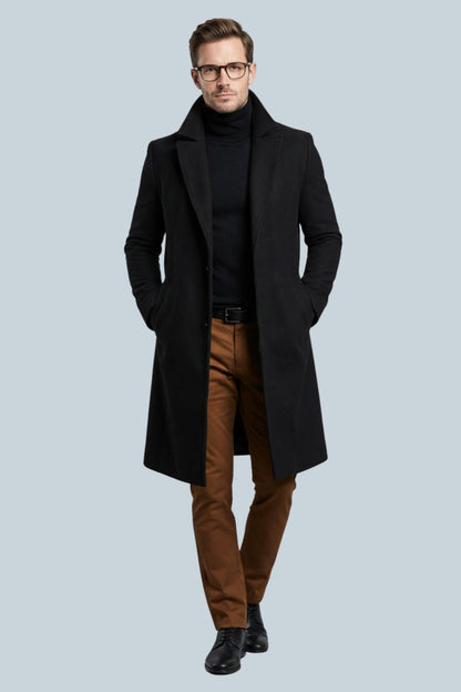 Cooper | Men's Longline Single Breasted Notch Lapel Tailored Winter Coat