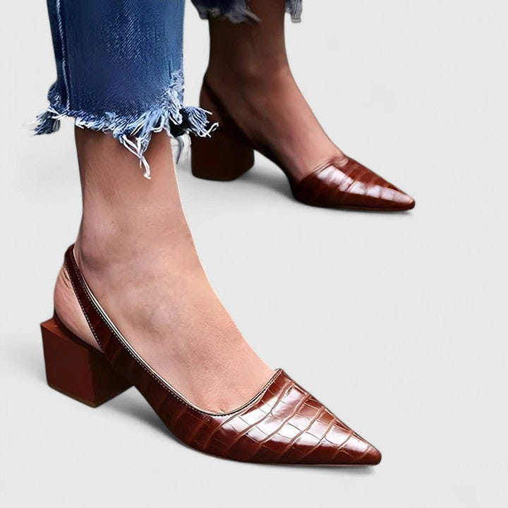 Olivia | Women's Pointed Toe Low Block Heel Slingback Shoe