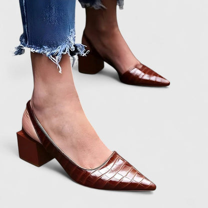 Olivia | Women's Pointed Toe Low Block Heel Slingback Shoe