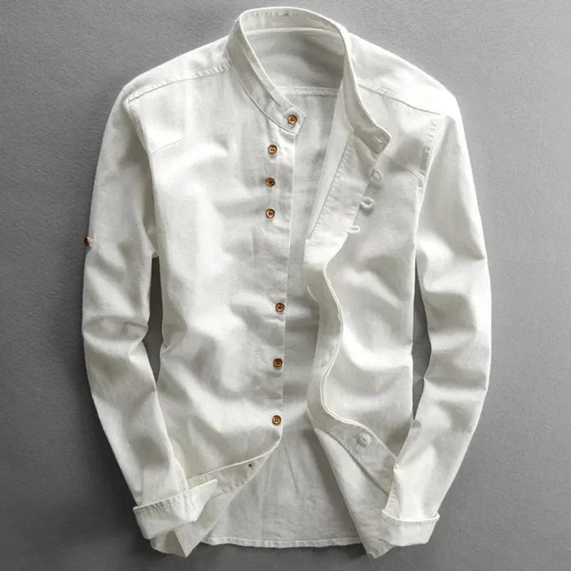 Callum | Men's Stand Collar Button Up Long Sleeve Shirt