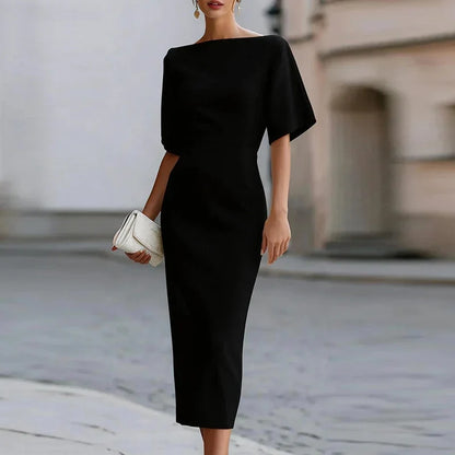 Matilda | Women's Formal Boat Neck Half Sleeve Bodycon Midi Cocktail Dress